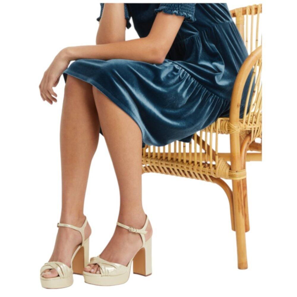Draper James Paloma Platform Heel Gold Twist Toe Size 9 NWT $128 MSRP